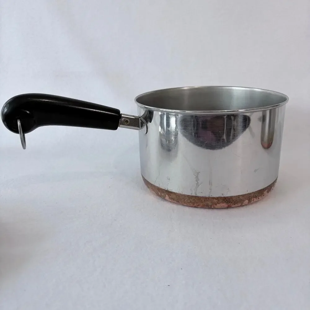 Revere Ware Lot of 2 Pots 2Q 3Q Saucepans with Lid Copper Bottom Dented